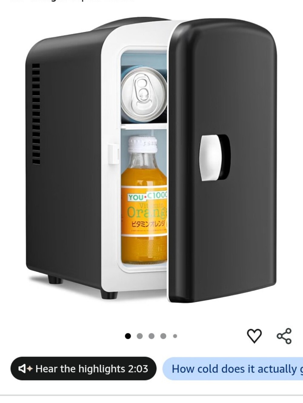 4L Compact Mini Fridge – Black